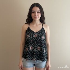 Hollister Women's Medium Multi Coloured Camisole Y Back Top Made in India Summer